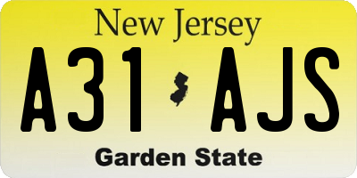 NJ license plate A31AJS
