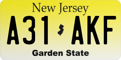 NJ license plate A31AKF