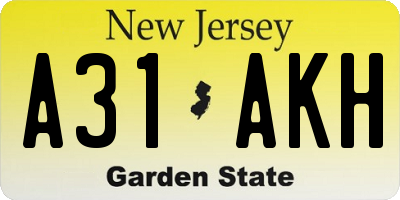 NJ license plate A31AKH