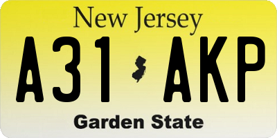 NJ license plate A31AKP