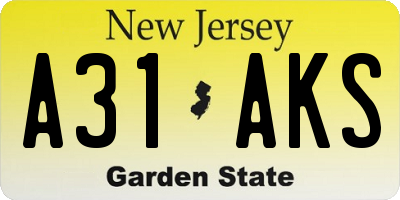 NJ license plate A31AKS