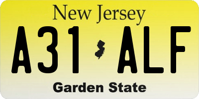 NJ license plate A31ALF