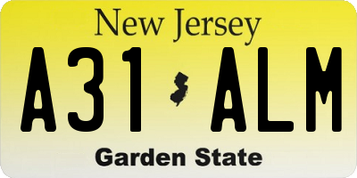 NJ license plate A31ALM