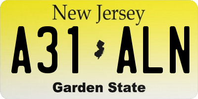 NJ license plate A31ALN