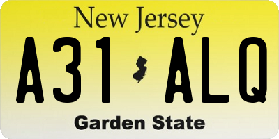 NJ license plate A31ALQ