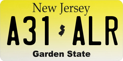 NJ license plate A31ALR