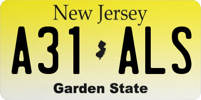 NJ license plate A31ALS