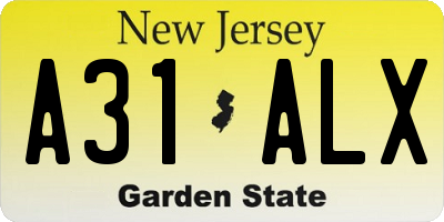 NJ license plate A31ALX