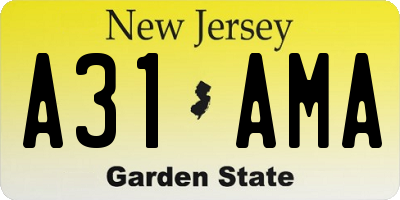 NJ license plate A31AMA