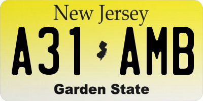 NJ license plate A31AMB