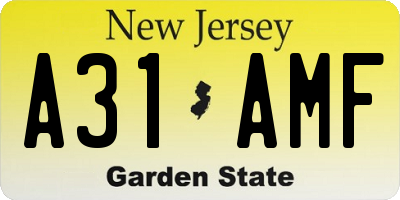 NJ license plate A31AMF