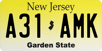 NJ license plate A31AMK
