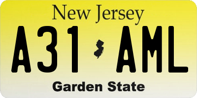 NJ license plate A31AML
