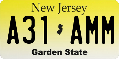 NJ license plate A31AMM