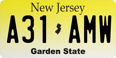 NJ license plate A31AMW