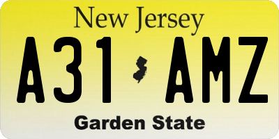 NJ license plate A31AMZ