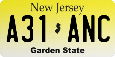 NJ license plate A31ANC