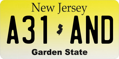 NJ license plate A31AND