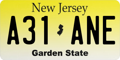 NJ license plate A31ANE
