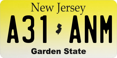NJ license plate A31ANM