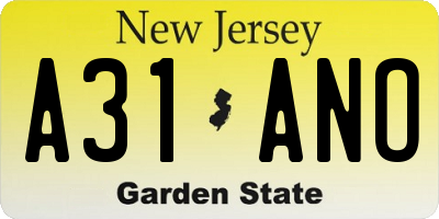 NJ license plate A31ANO