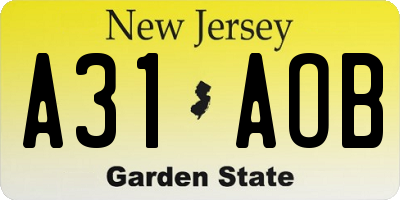 NJ license plate A31AOB