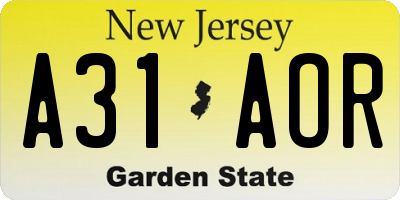 NJ license plate A31AOR
