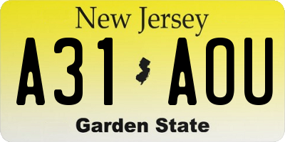NJ license plate A31AOU