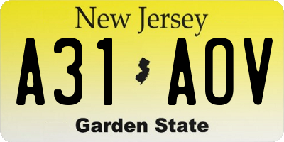 NJ license plate A31AOV