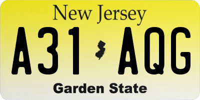 NJ license plate A31AQG