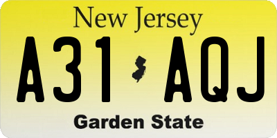 NJ license plate A31AQJ