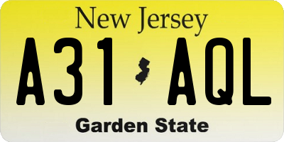 NJ license plate A31AQL