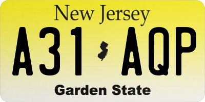 NJ license plate A31AQP