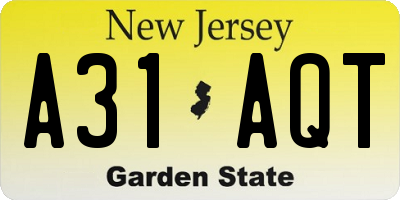 NJ license plate A31AQT