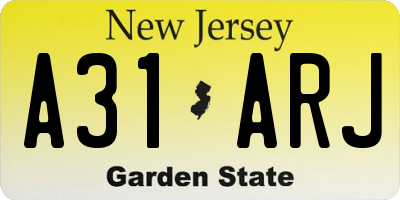 NJ license plate A31ARJ