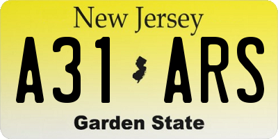 NJ license plate A31ARS