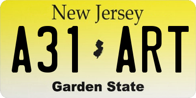 NJ license plate A31ART