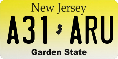 NJ license plate A31ARU
