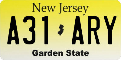 NJ license plate A31ARY