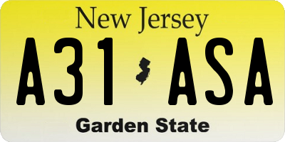 NJ license plate A31ASA