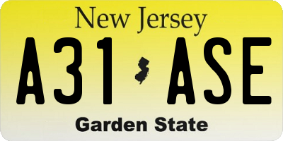 NJ license plate A31ASE