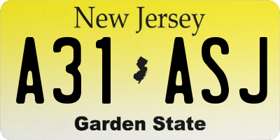 NJ license plate A31ASJ
