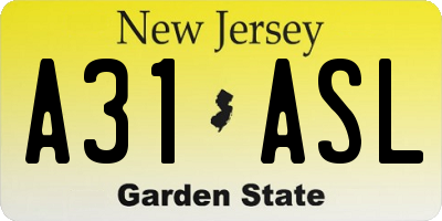 NJ license plate A31ASL
