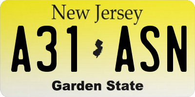 NJ license plate A31ASN