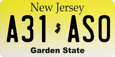 NJ license plate A31ASO