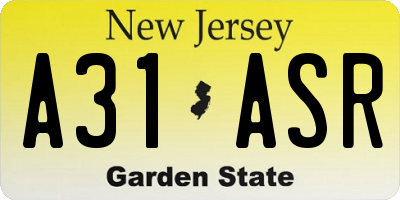 NJ license plate A31ASR