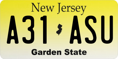 NJ license plate A31ASU