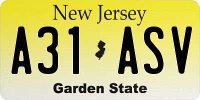 NJ license plate A31ASV