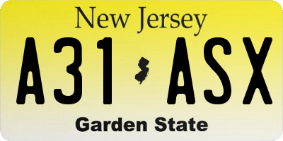 NJ license plate A31ASX