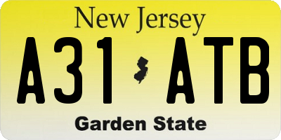NJ license plate A31ATB